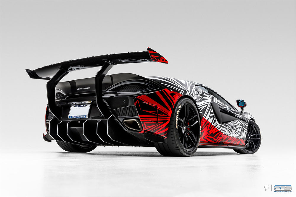 Vorsteiner Mclaren 570S 570-VX Aero Wing Blade Carbon Fiber w/ Carbon Fiber Uprights, PP 2x2 Glossy