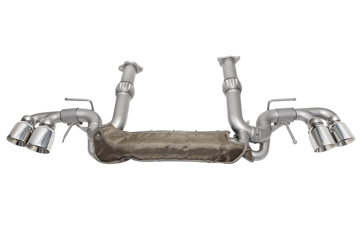 SOUL 20+ Chevrolet C8 Corvette Valved Exhaust Package - 4in Slash Cut Tips - Polished Chrome