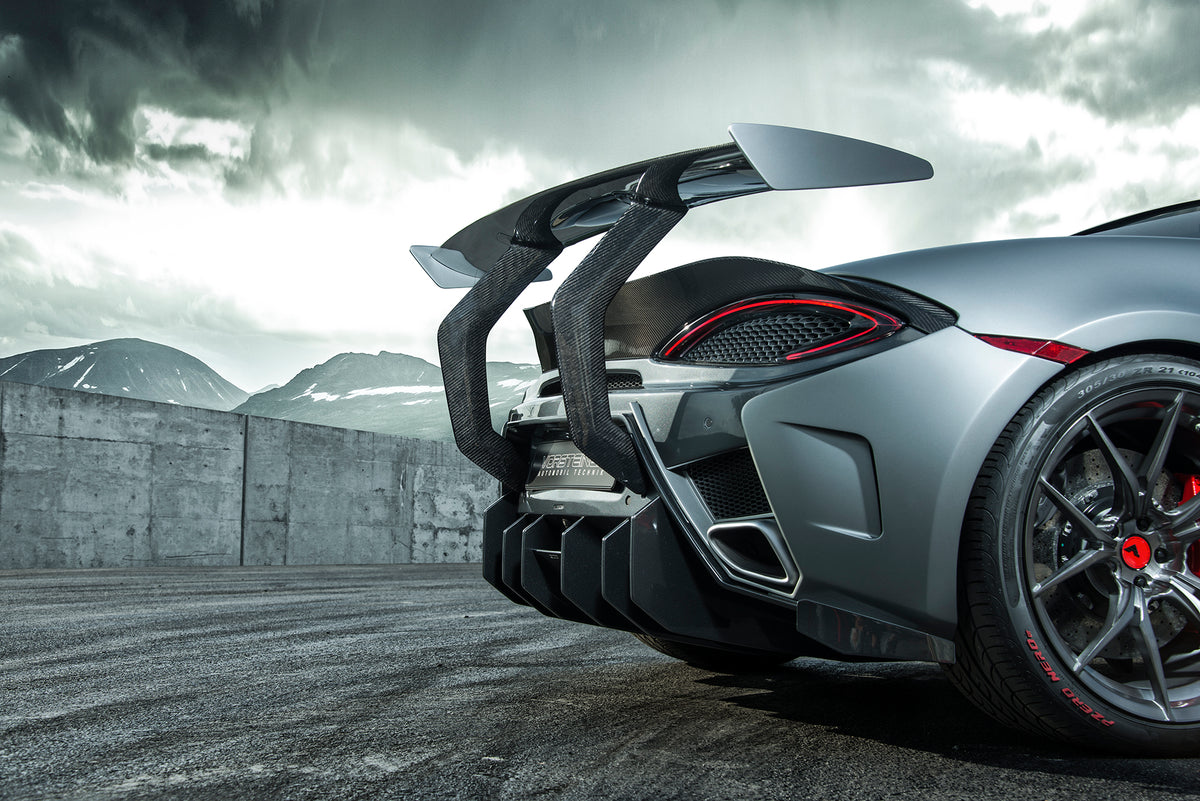 Vorsteiner Mclaren 570S 570-VX Aero Wing Blade Carbon Fiber w/ Carbon Fiber Uprights, PP 2x2 Glossy