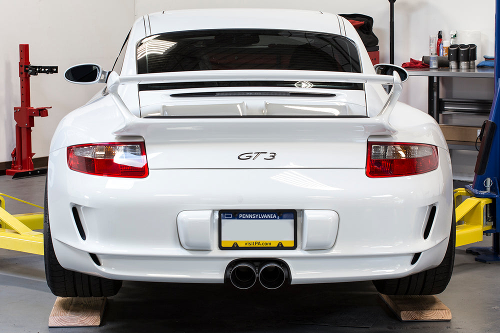 SOUL 06-11 Porsche 997 GT3 Modular Competition Exhaust Pkg - Valved - 3.5in Straight Cut Brushed Tips