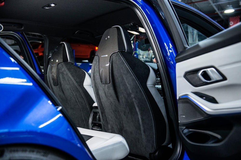 BMW Seat back storage pocket anthracite/blue