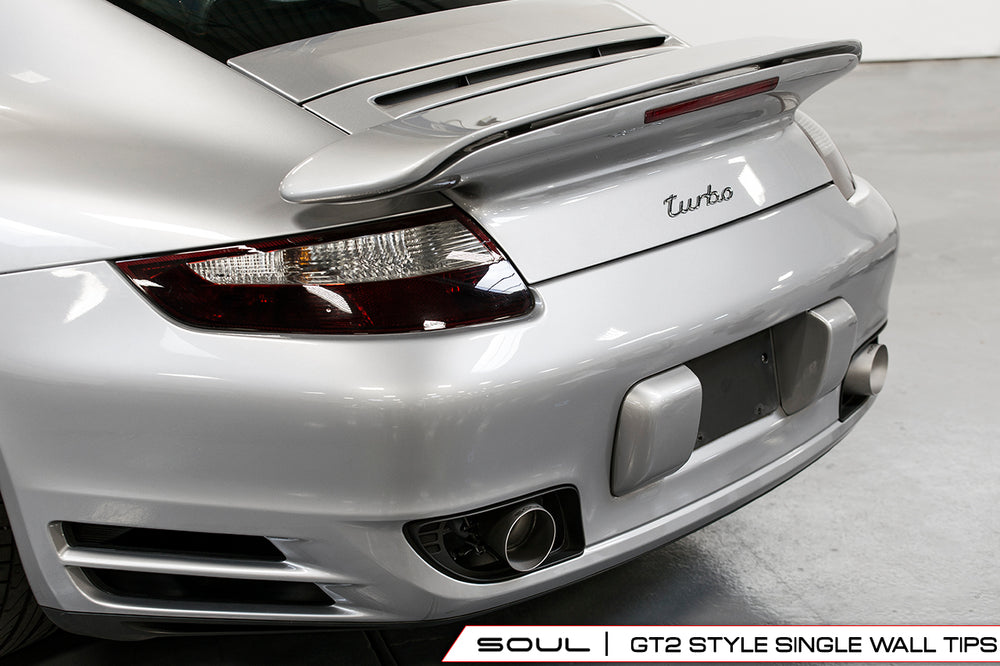 SOUL 06-09 Porsche 997.1 Turbo GT2 Style Bolt On Exhaust Tips (Signature Satin)