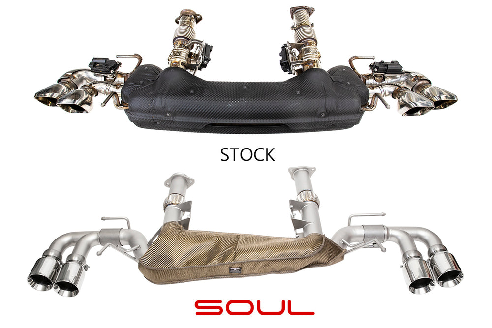 SOUL 20+ Chevrolet C8 Corvette Valved Exhaust - 4in Straight Cut Tips - Polished Chrome