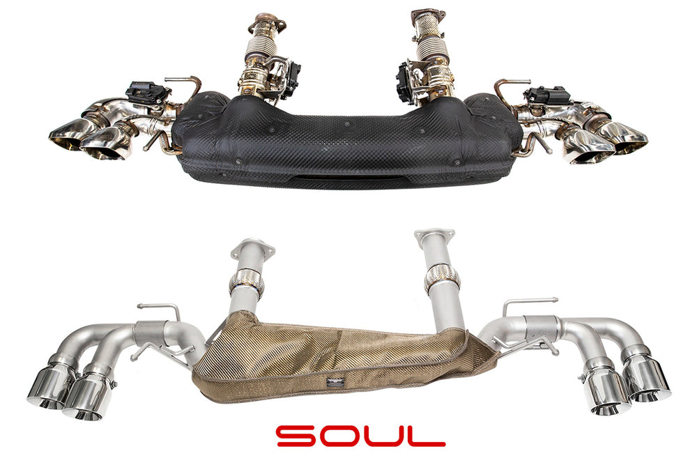 SOUL 20+ Chevrolet C8 Corvette Performance Rear Exhaust - 4in Straight Cut Tips - Brushed