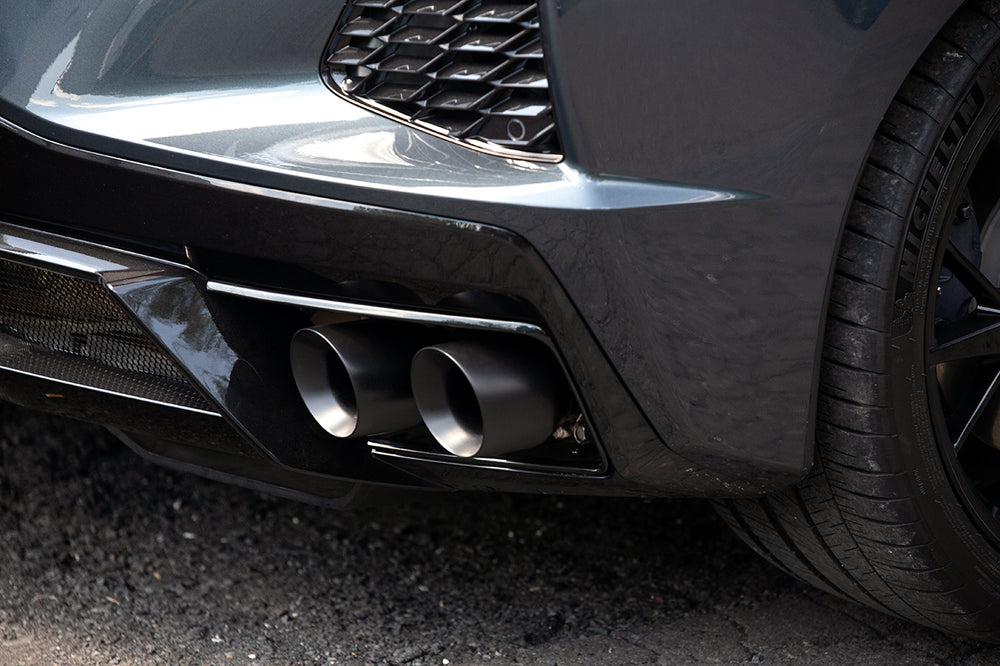 SOUL 20+ Chevrolet C8 Corvette Valved Exhaust Package - 4in Straight Cut Tips - Ceramic Matte Black