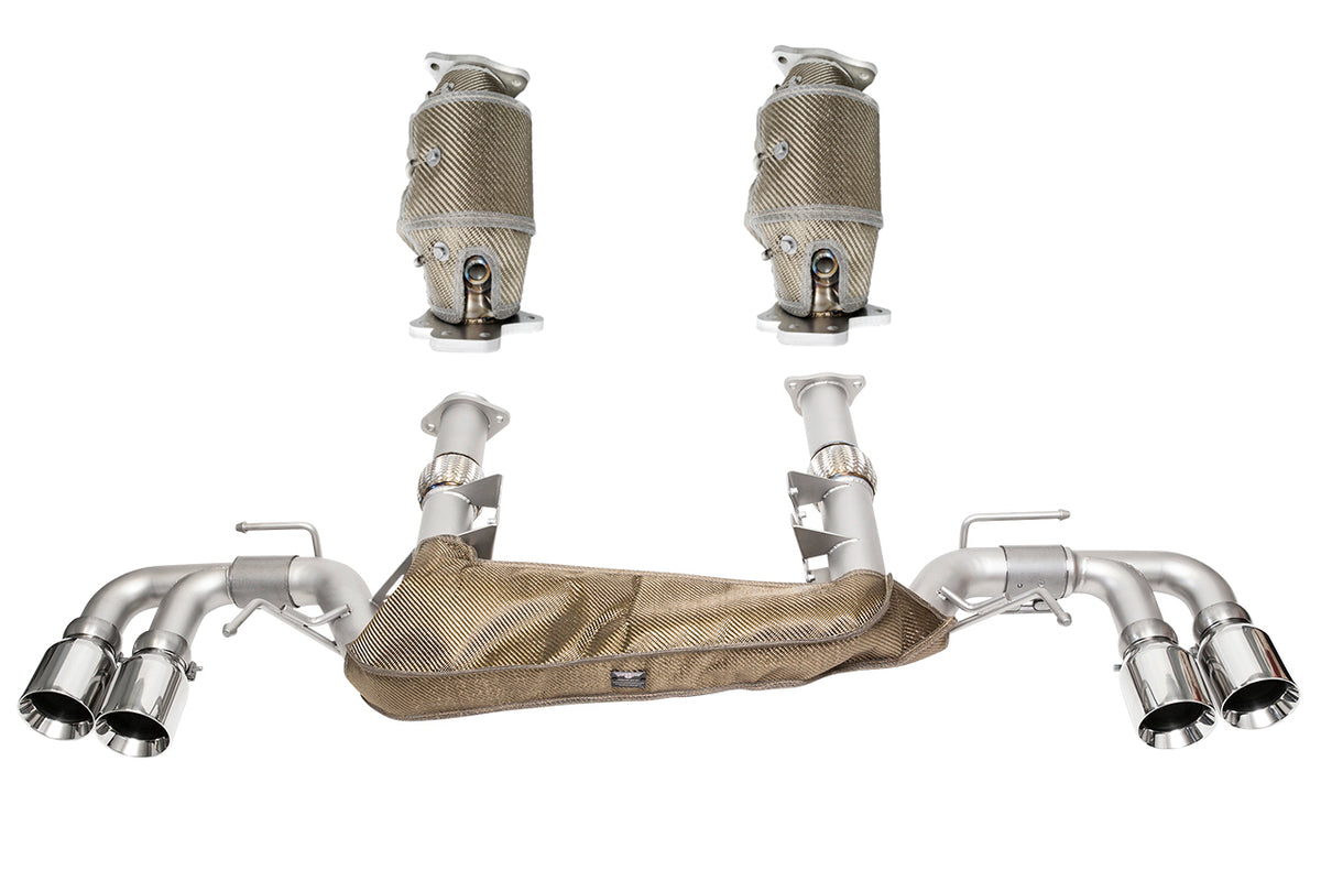 SOUL 20+ Chevrolet C8 Corvette Sport Exhaust Package - 4in Slash Cut Tips - Polished Chrome
