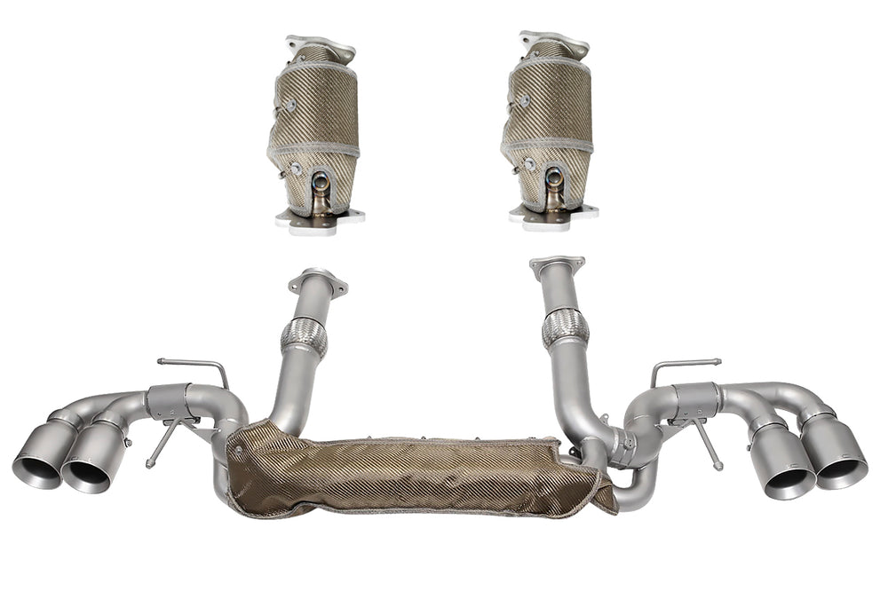 SOUL 20+ Chevrolet C8 Corvette Valved Exhaust Package - 4in Slash Cut Tips - Polished Chrome