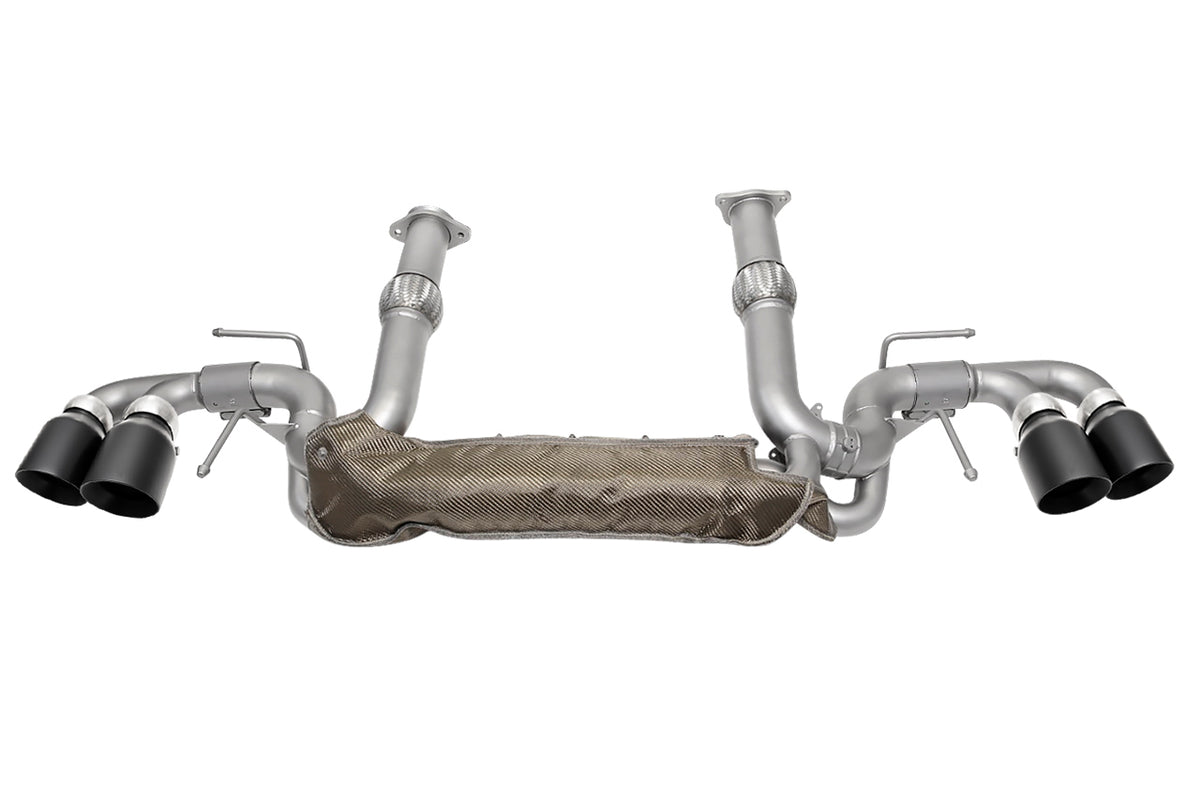 SOUL 20+ Chevrolet C8 Corvette Valved Exhaust Package - 4in Slash Cut Tips - Ceramic Matte Black