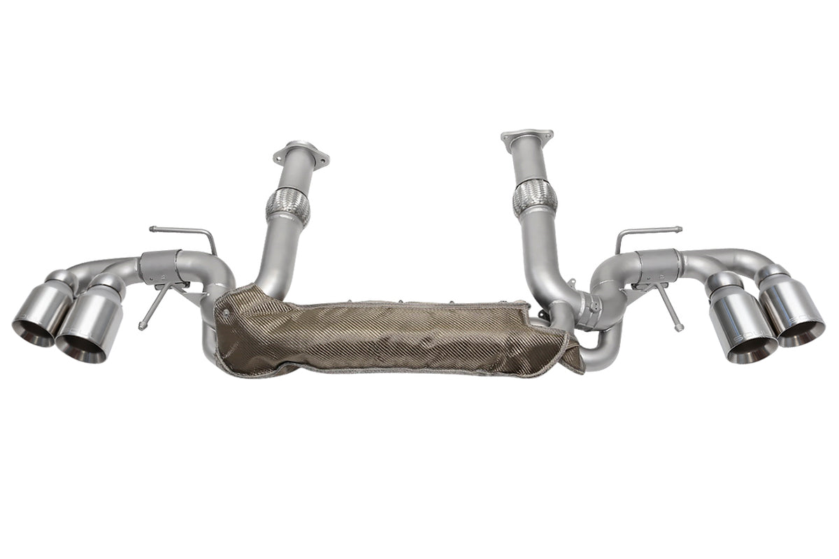 SOUL 20+ Chevrolet C8 Corvette Valved Exhaust Package - 4in Straight Cut Tips - Brushed