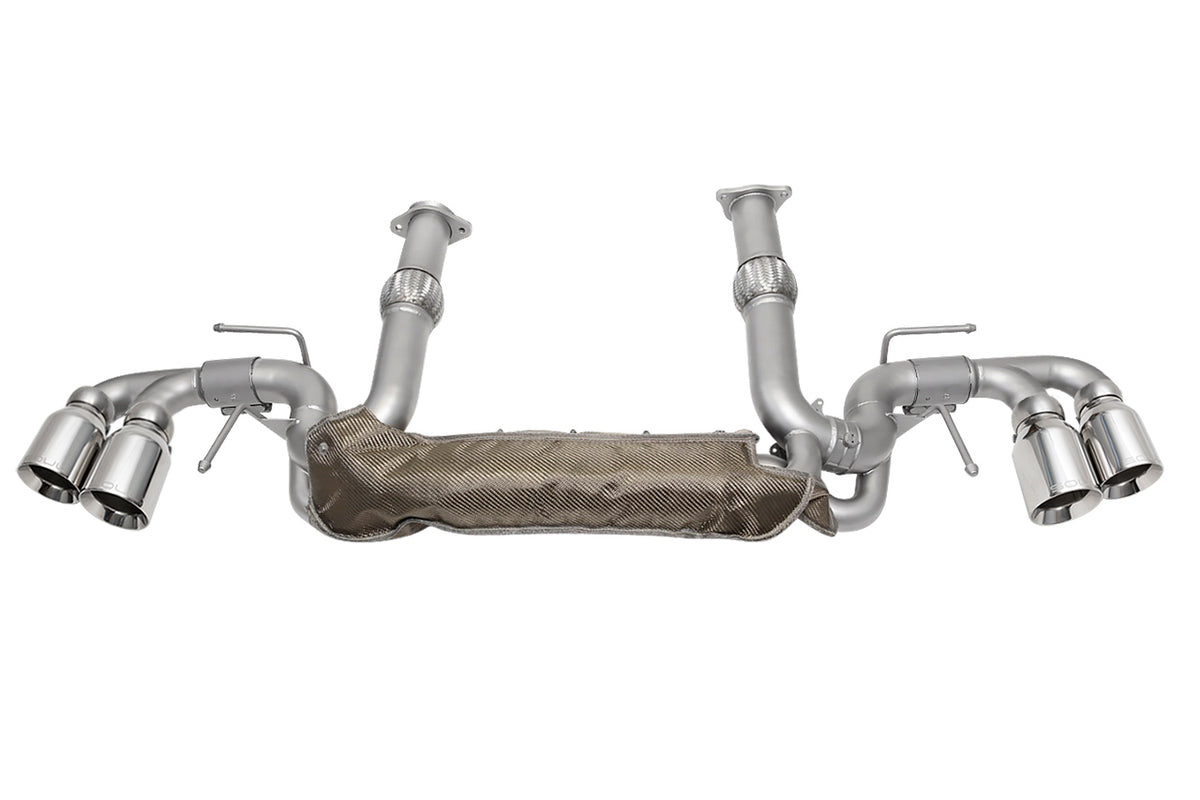 SOUL 20+ Chevrolet C8 Corvette Valved Exhaust Package - 4in Straight Cut Tips - Polished Chrome