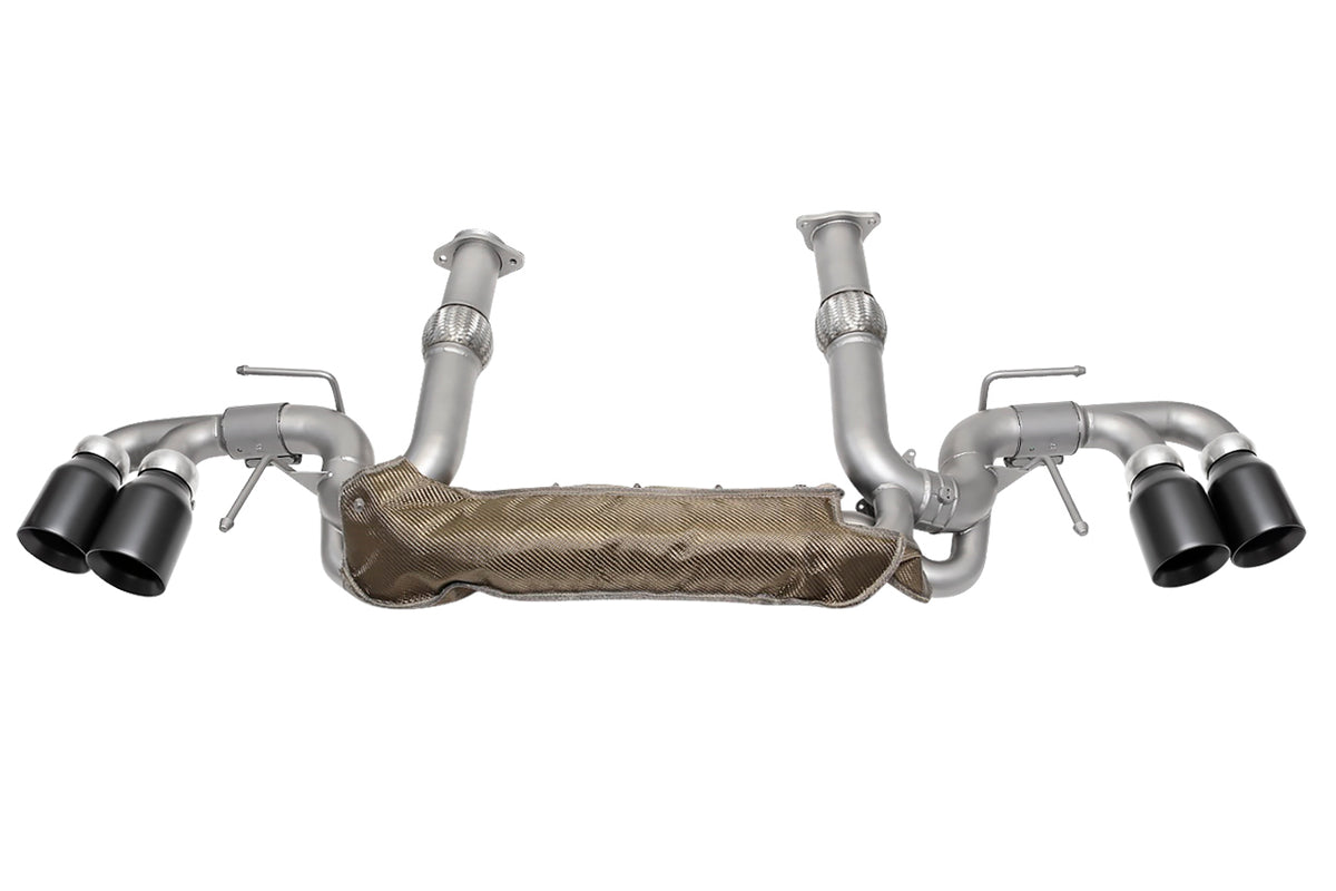 SOUL 20+ Chevrolet C8 Corvette Valved Exhaust Package - 4in Straight Cut Tips - Ceramic Matte Black