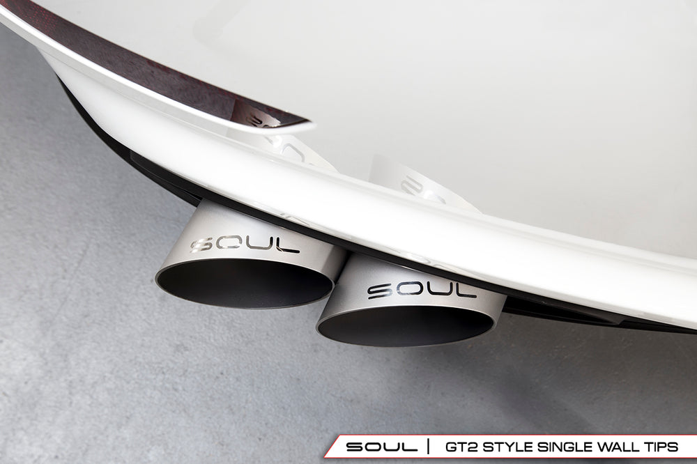 SOUL 13-19 Porsche 991.1 / 991.2 Turbo Sport X-Pipe Exhaust - GT2 Style Tips (Signature Satin)