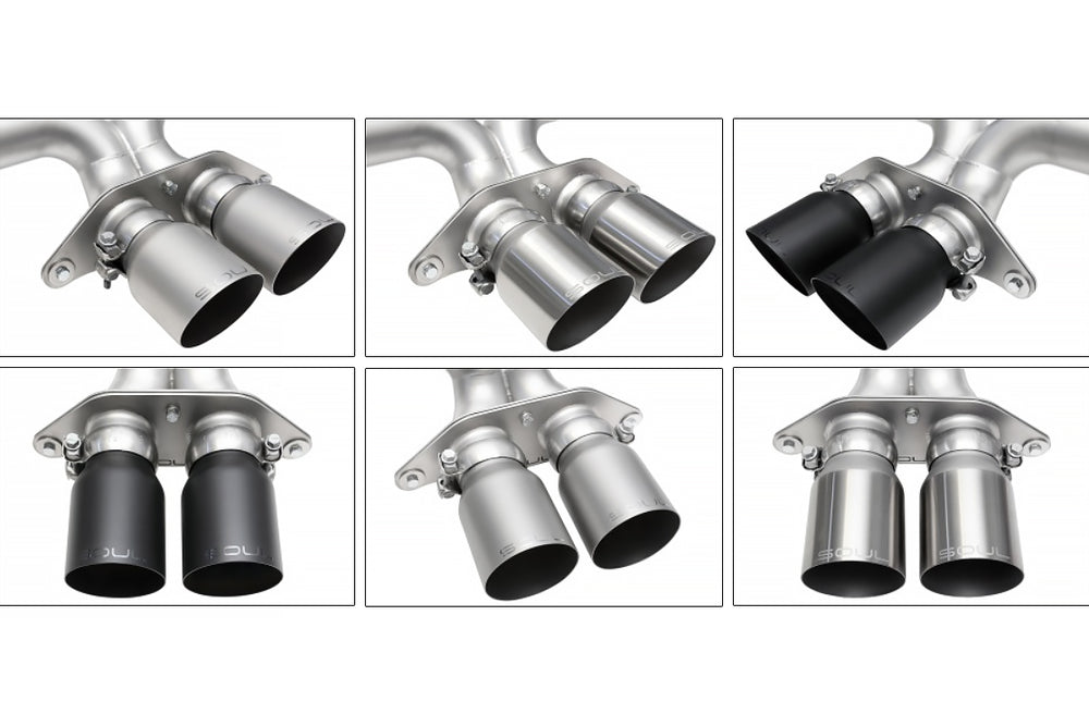 Soul 2022 Porsche 992 GT3 Catted Valved Exhaust Package - 4in Slash Cut Satin Black Tips